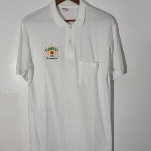Vintage 1992 Kingsport Fun Fest Stedman White Large Polo Made in USA